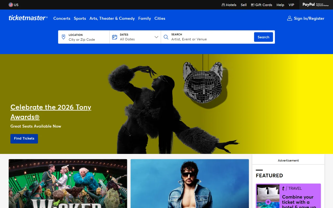 Ticketmaster project interface preview