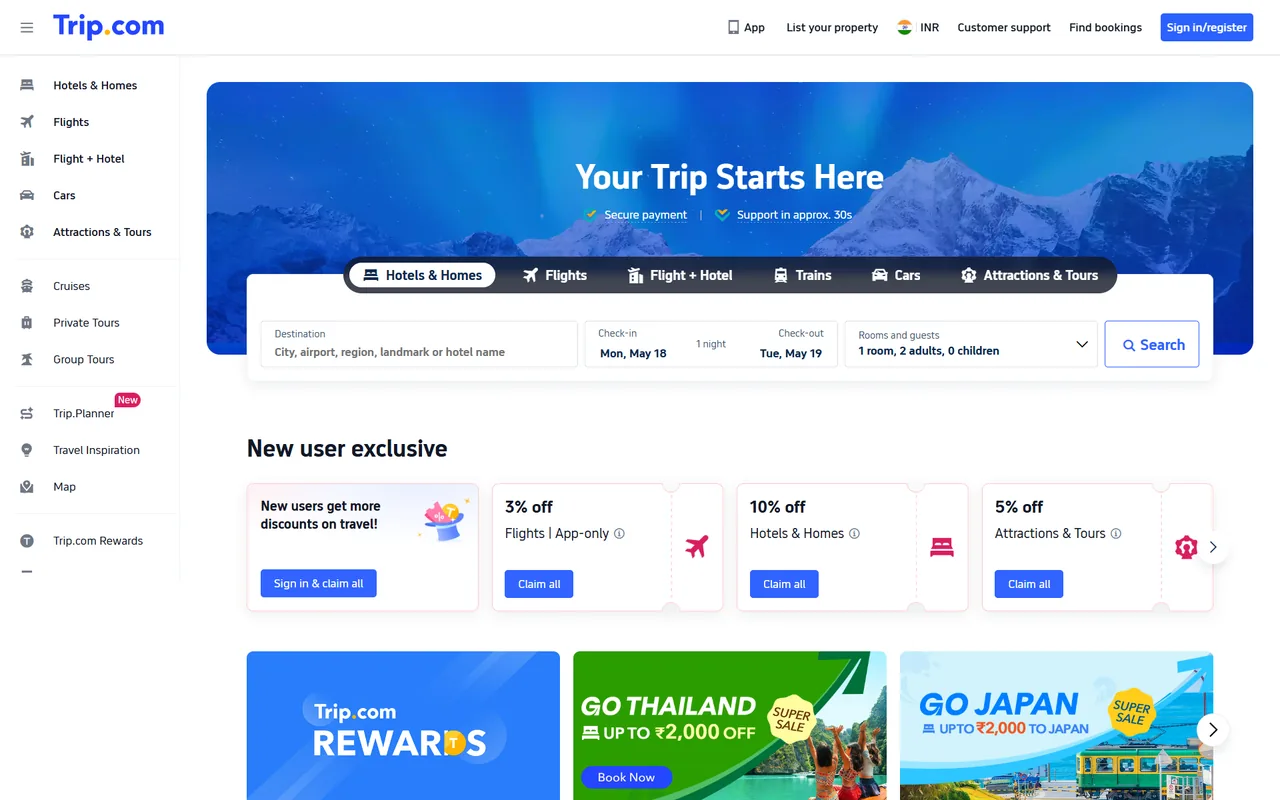 Trip.com project interface preview