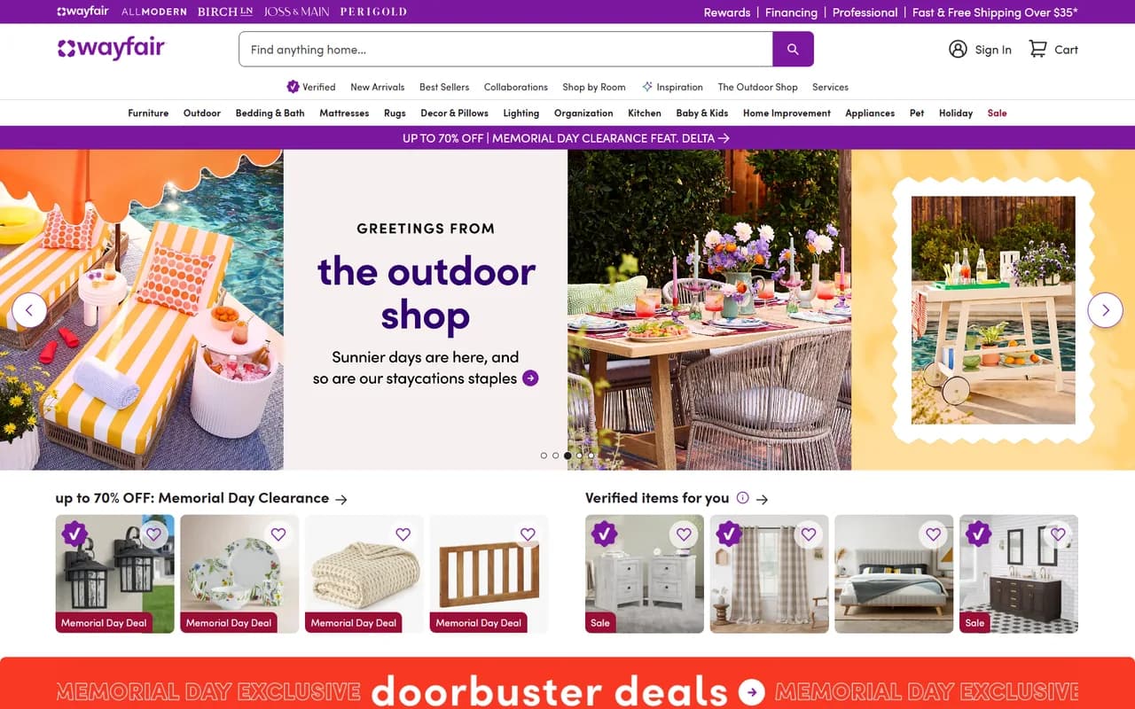 Wayfair project interface preview